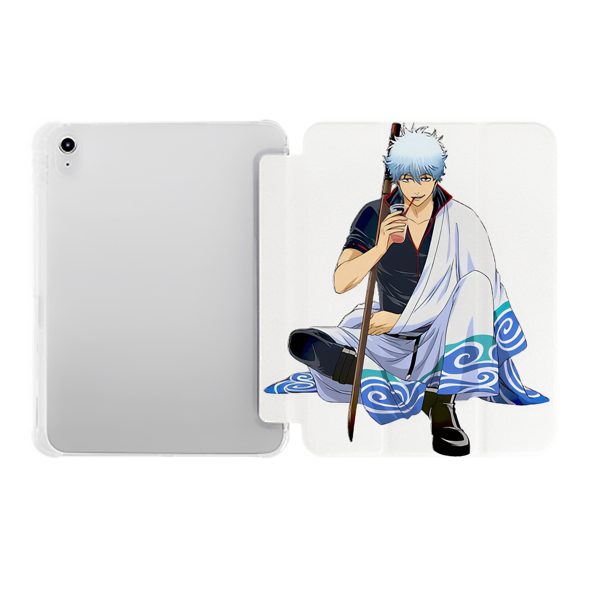 （画像用） ぎんたま 坂田銀時（さかたぎんとき） 神楽 志村新八（しむら しんぱち） GINTAMA Sakata Gintoki Kagura Shimura Shinpachi IPad ケース ペン収納付き 三つ折りスタンド PUレザー×シリコン 対応機種9.5/10.5/10.9インチ